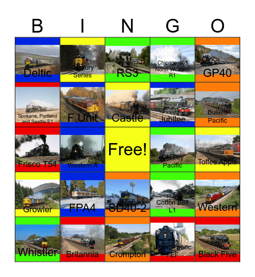 Luxury Trains around North America and Britain Bingo Card