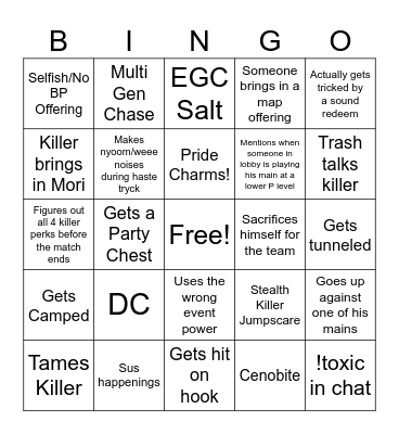 Jaxpers P-100 Bingo Card