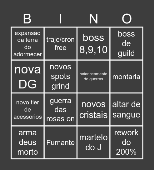 BINGÃO DO BANQUETÃO Bingo Card