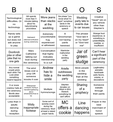 Wedding BINGO Card