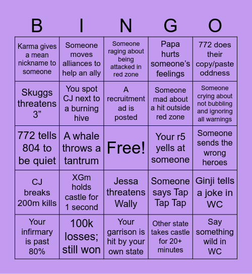 804 SvS Bingo Card