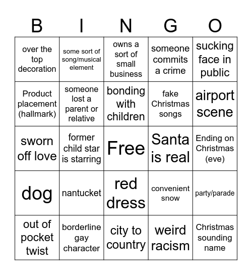 Hallmark Bingo Card