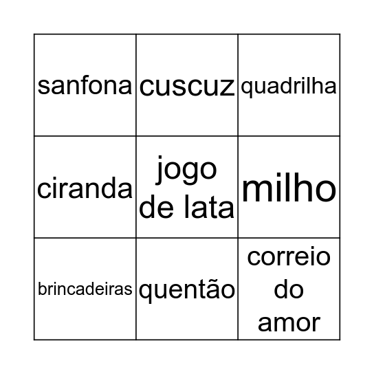 Bingo do matuto Bingo Card