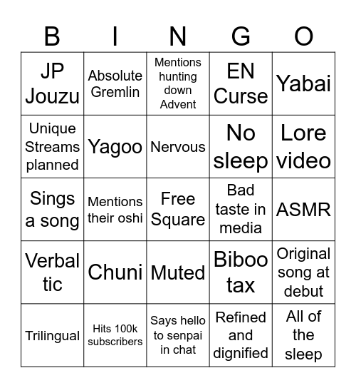 Untitled Bingo Card