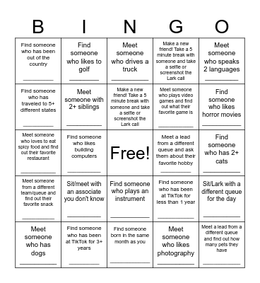 USO Bingo! Bingo Card