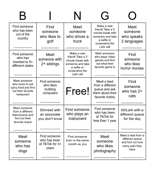 USO Bingo! Bingo Card
