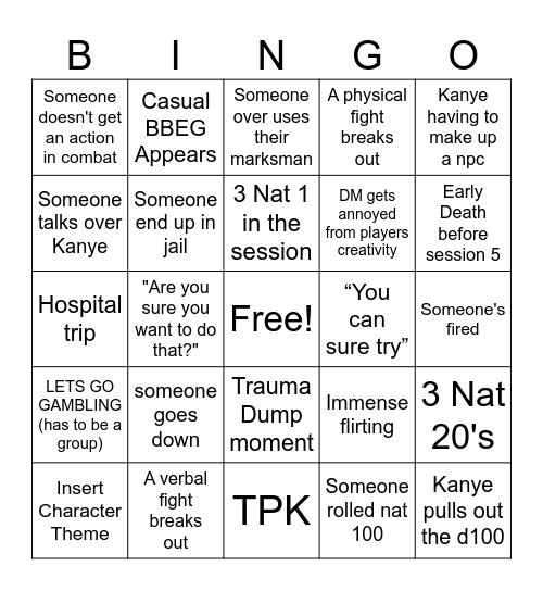 SOTP DND Bingo Card