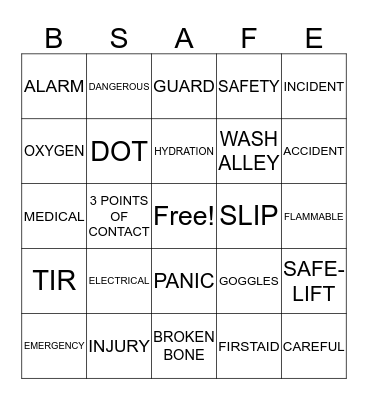 SAFETY BINGO Card