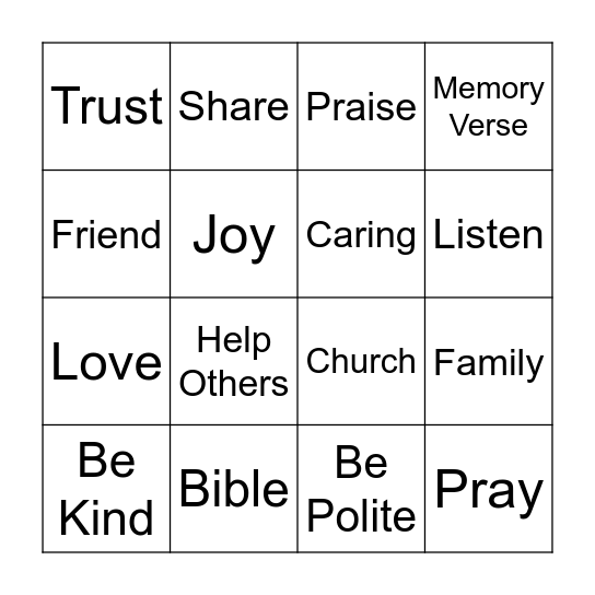 Jesus Loves Me Bingo Card