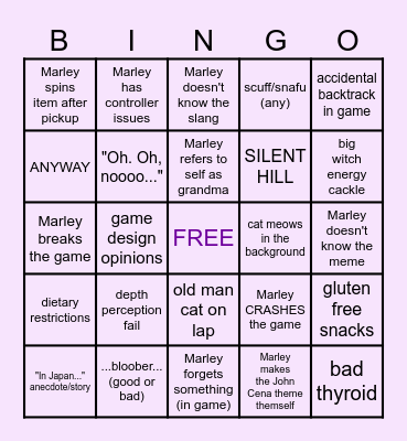 Marley's Very Merry UNbirthday Bingo Card