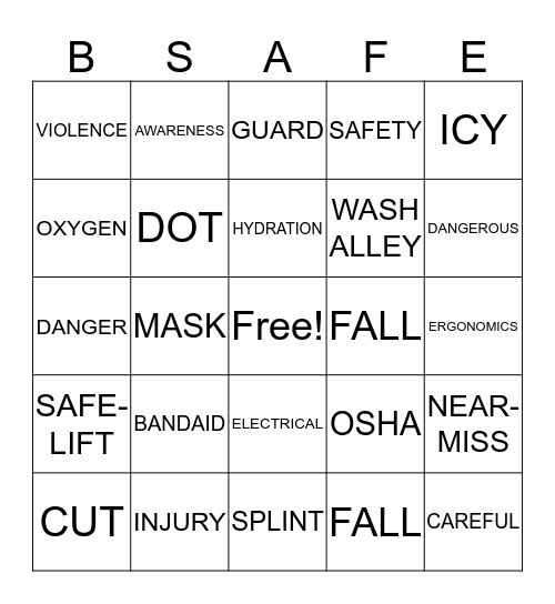 SAFETY BINGO Card