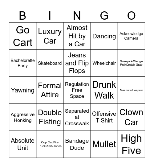 Regulation Pod Sloppy Joe's Bingo Card