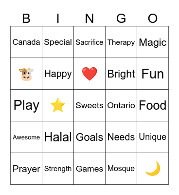 E I D    P A R T Y Bingo Card