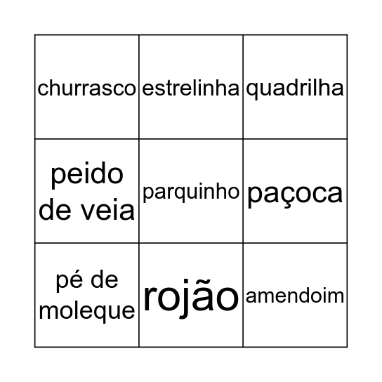 Bingo do matuto Bingo Card
