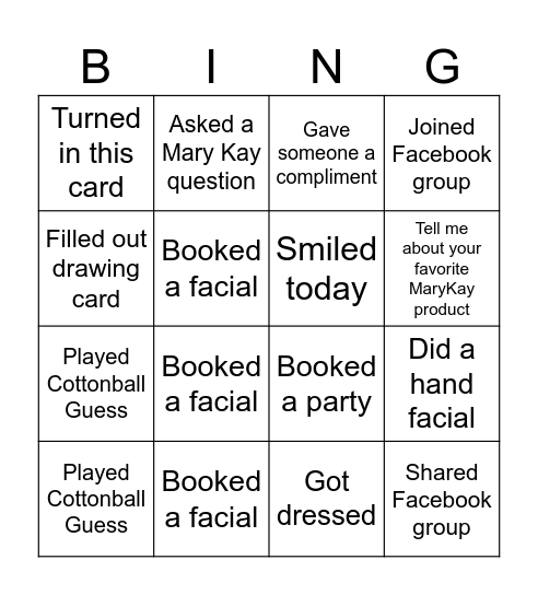 Sparkle with Mary Kay Marrisha Bingo Card