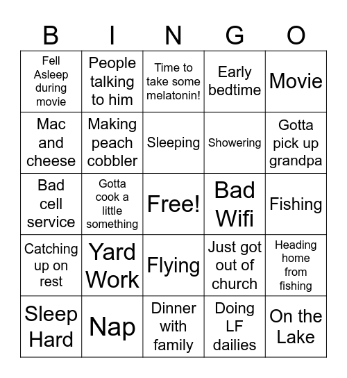 Benn Bingo Card