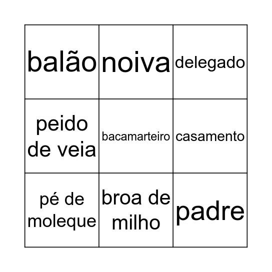 Bingo do matuto Bingo Card