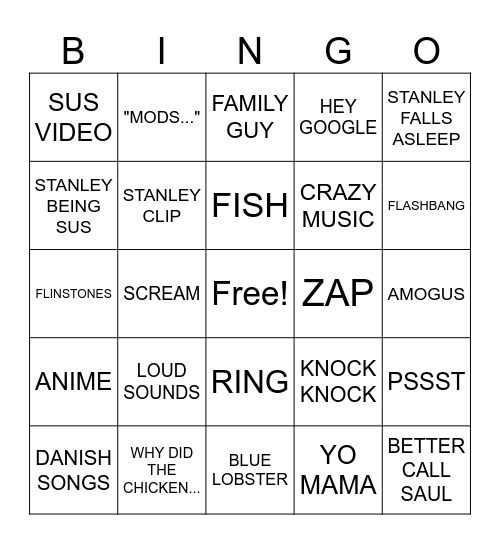 STANLEY MOV SLEEP STREAM Bingo Card