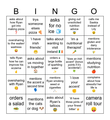 Mum meeting Ryan Bingo Card