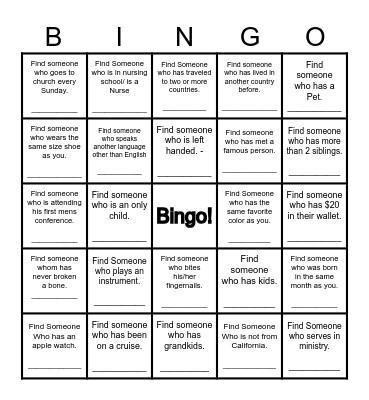 Find Someone Who... Bingo Card