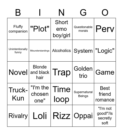 Isekai Bingo Card