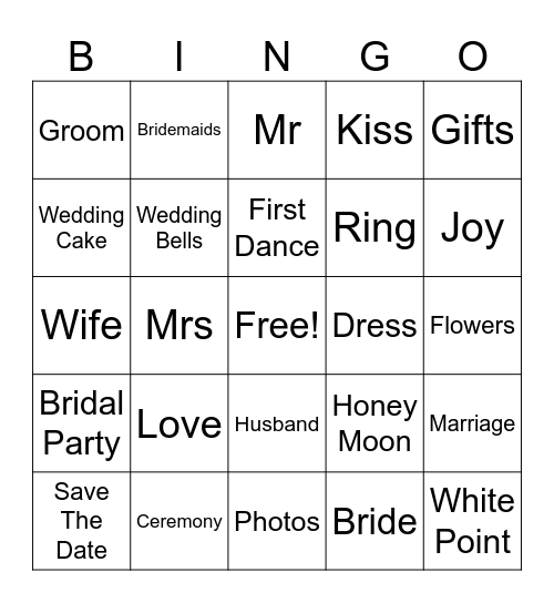 Bridal Shower Bingo Card