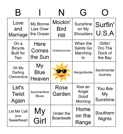 Surfin' U.S.A Bingo Card