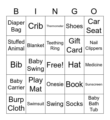 Baby Bingo Card