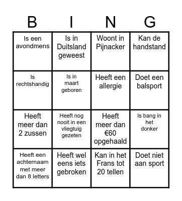 Kennismakingsbingo Card