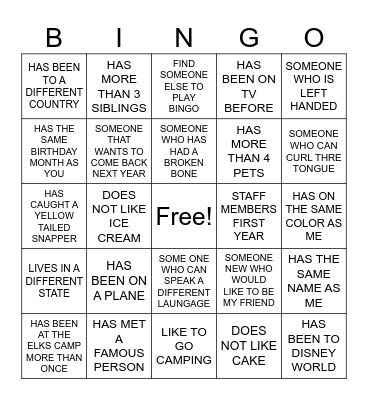 ELKS 2024 BINGO Card