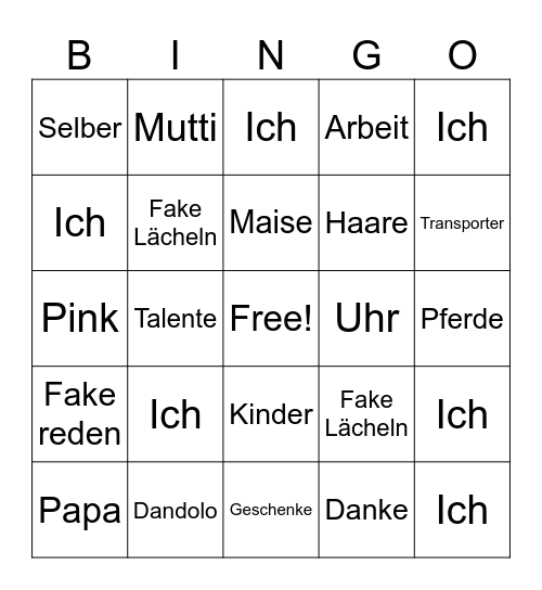 Geburtstag Bingo Card