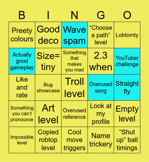 Recent Tab bingo Card