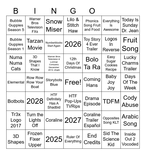 2008-2029 Bingo Card