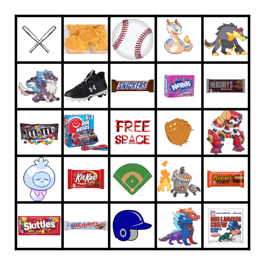 Baseball, Candy & Prodigy Bingo Card