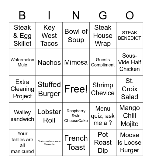 Moose Bingo Card