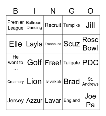 Kman Bingo Card
