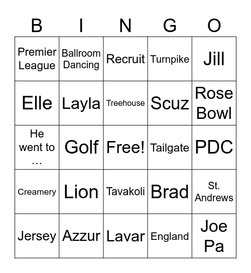 Kman Bingo Card