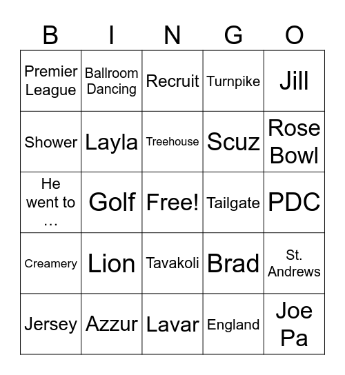 Kman Bingo Card