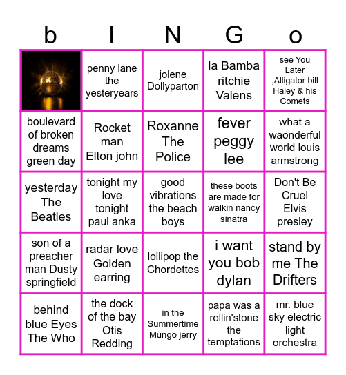 swingo 60/70 Bingo Card