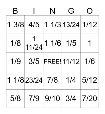 Add & Subtract Fractions: Like & Unlike Denominators Bingo Card