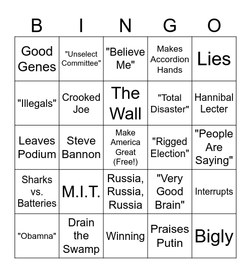 2024 Presidential Debate Bingo Card