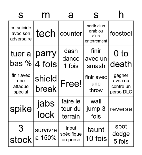 bingo SSBU Bingo Card