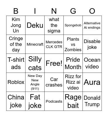 Slop Bingo Card