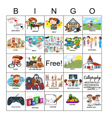 Hobbies Bingo Card