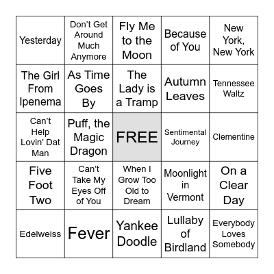 MUSIC BINGO Card