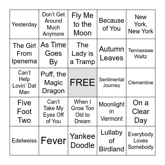 MUSIC BINGO Card