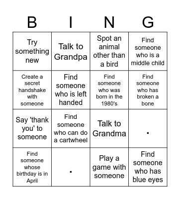 McElderry Reunion Bingo (Kid Version) Bingo Card