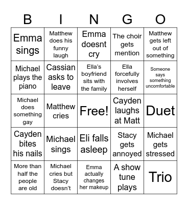 Wedding Bingo Card