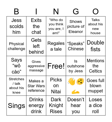 Ginevra Bingo Card