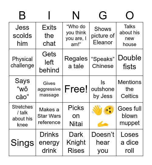 Ginevra Bingo Card